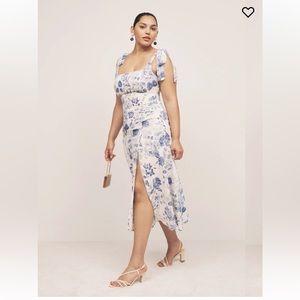 Reformation Twilight Dress in Blue and Ivory Size 14